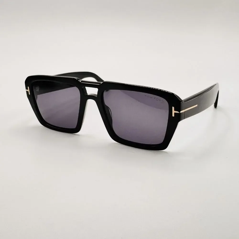 Tom Ford Sunglasses Redford TF1153 01A Shiny Black Pilot Frame Gray Lens 56mm